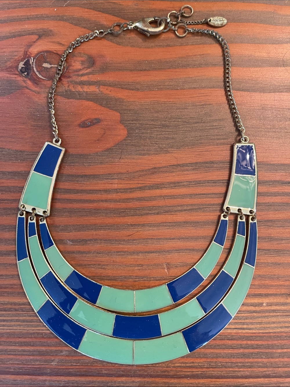 Amrita Singh Blue and Mint Three-Row Bib Necklace